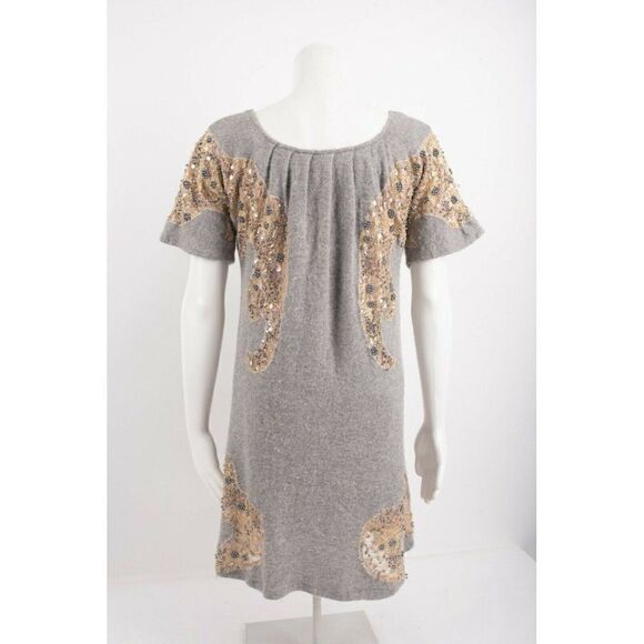 Manoush Womans Gray Sweater Dress Size XS Wool cashmere Lace Sequins Beads - Picture 4 of 6